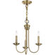 Estate 3 Light 14 inch Antique Brass Mini Chandelier Ceiling Light
