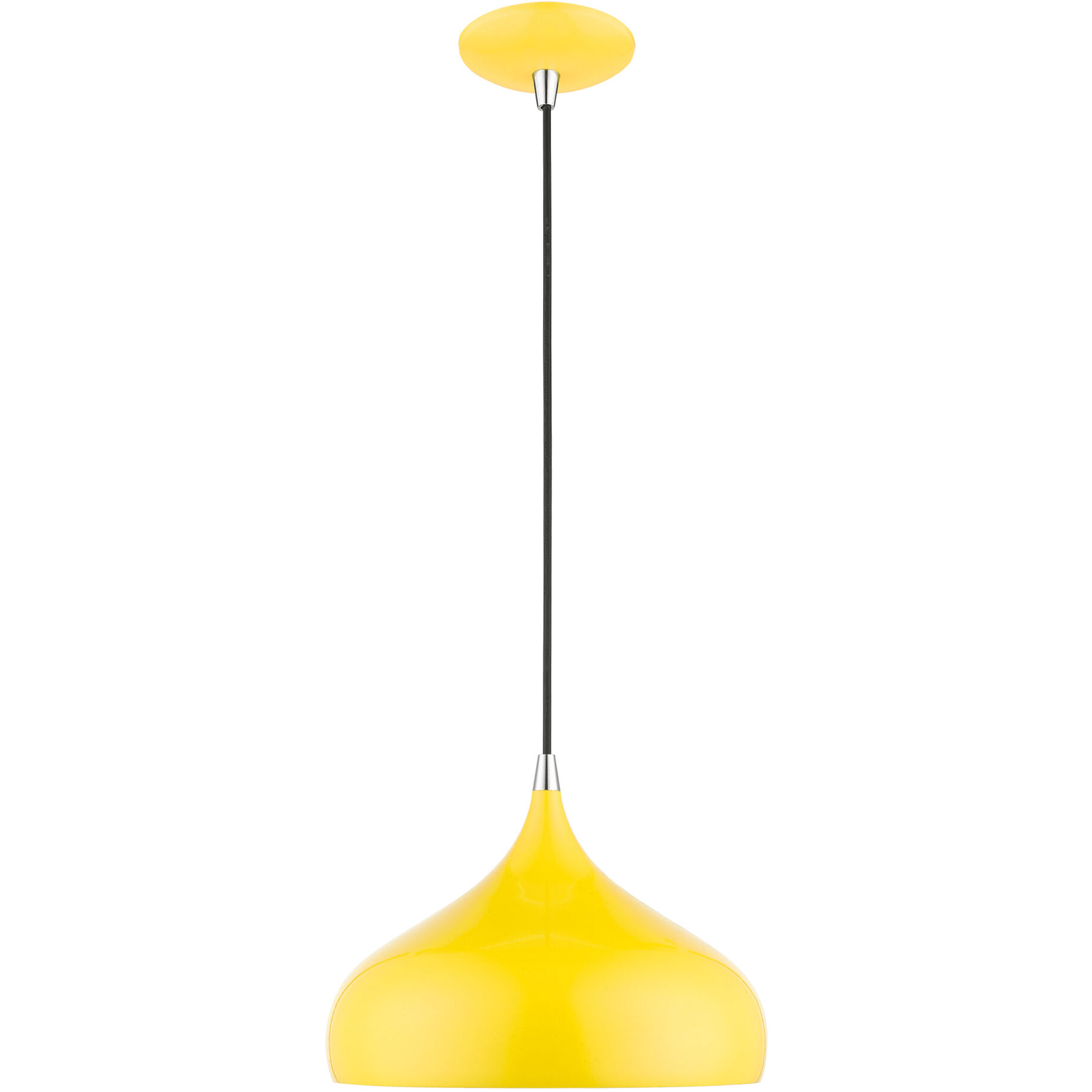 Amador 1 Light 12 inch Shiny Yellow with Polished Chrome Accents Pendant Ceiling Light