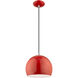 Allison 1 Light 10 inch Shiny Red Mini Pendant Ceiling Light