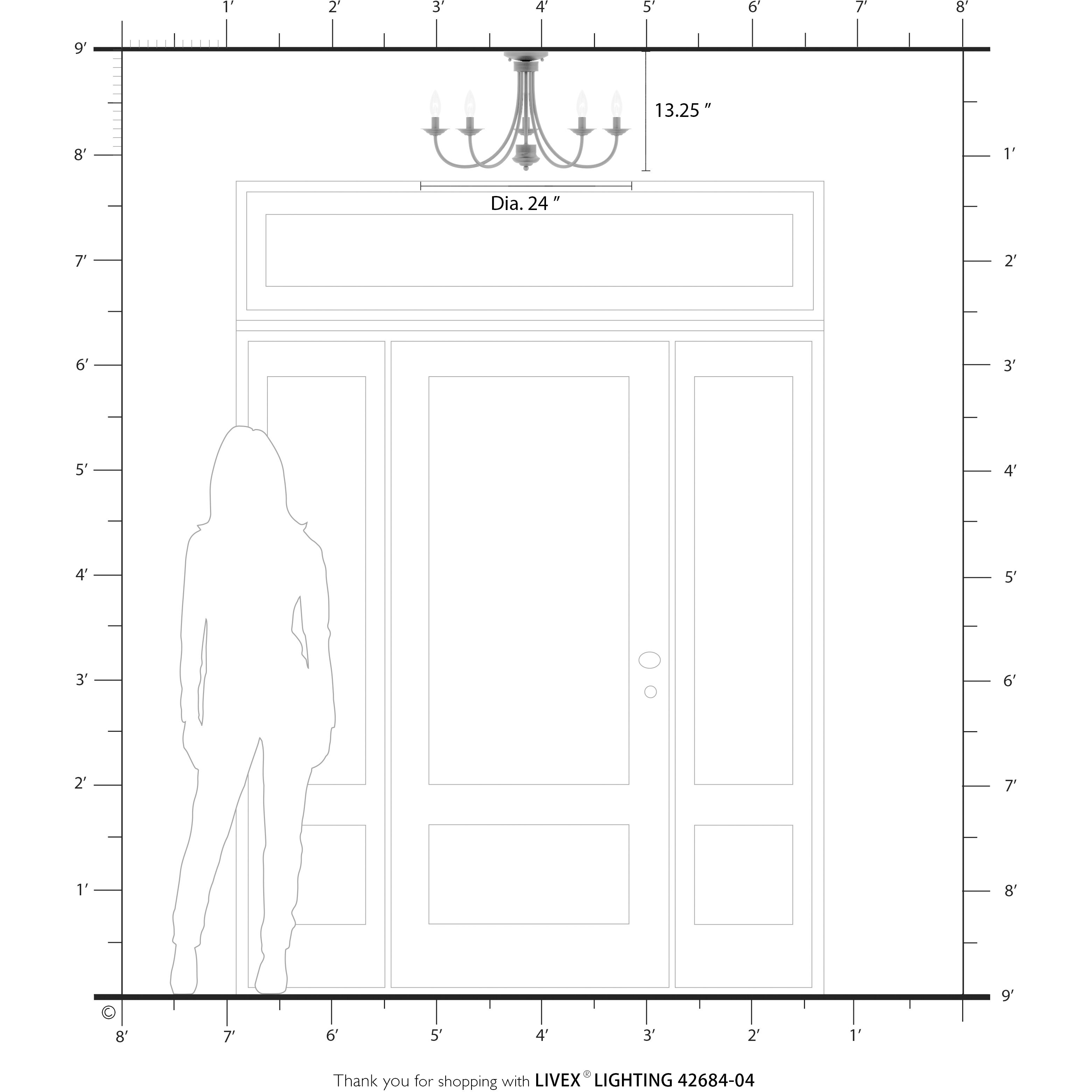 Estate 5 Light 24 inch Black Semi Flush Mount Ceiling Light, Large