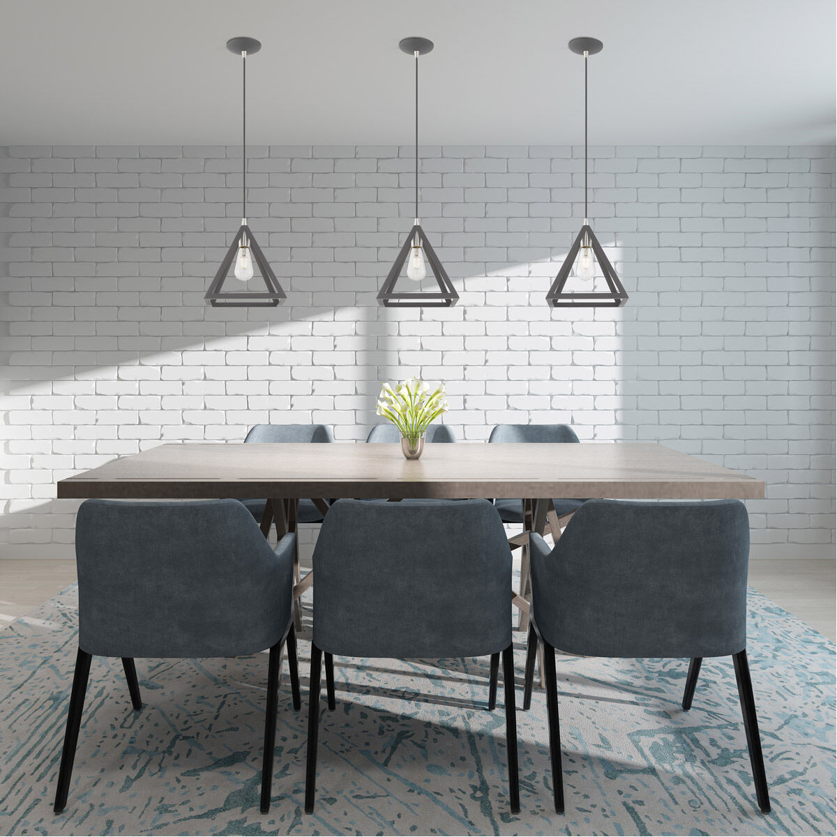 Geometric 1 Light 13.88 inch Scandinavian Gray Mini Pendant Ceiling Light