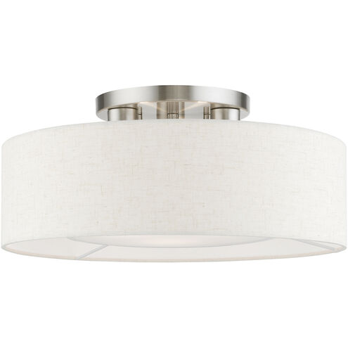 Ellsworth 4 Light 21 inch Brushed Nickel with Shiny White Accents Semi-Flush Ceiling Light