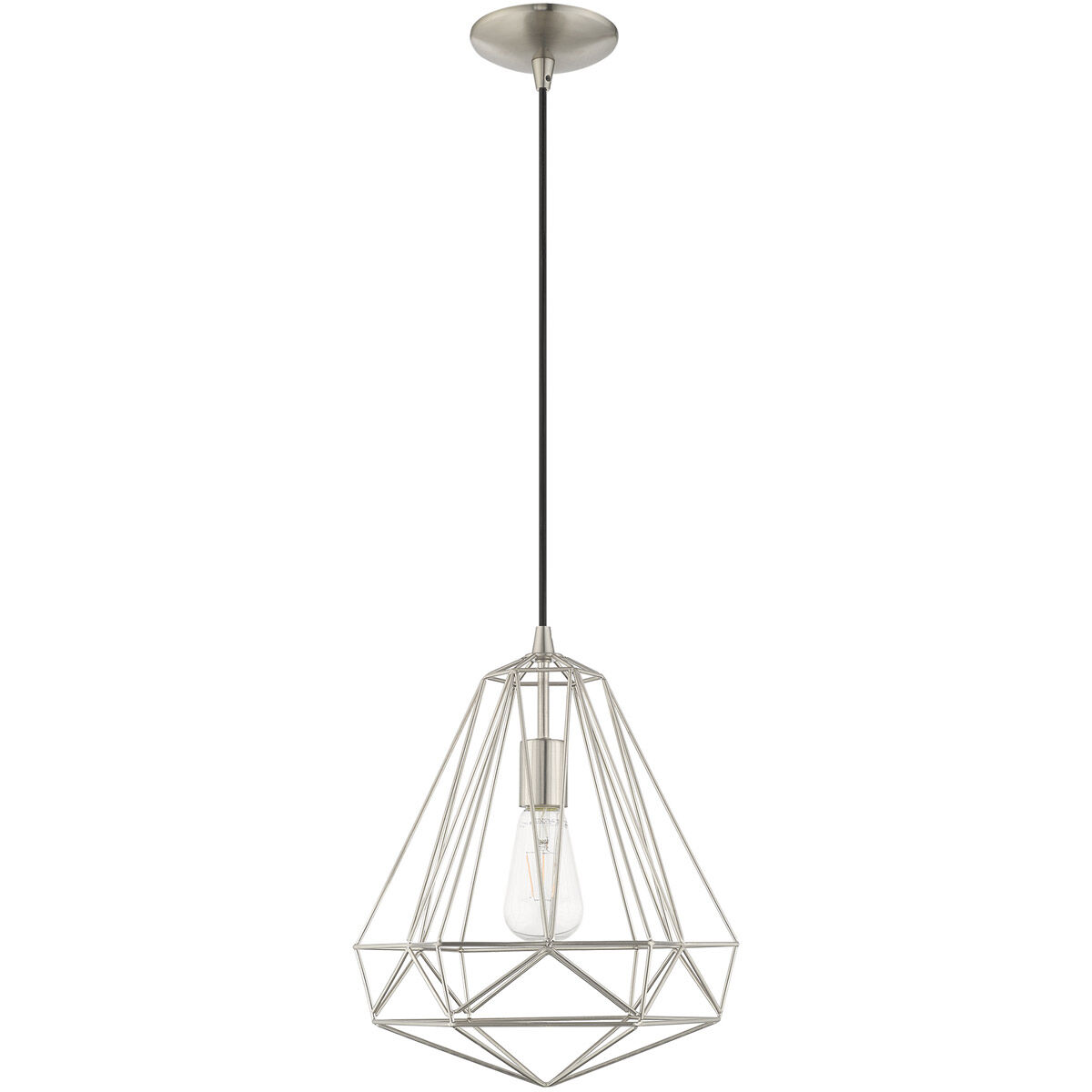 Geometric 1 Light 12 inch Brushed Nickel Mini Pendant Ceiling Light