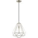 Geometric 1 Light 12 inch Brushed Nickel Mini Pendant Ceiling Light