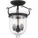 Jefferson 3 Light 10 inch Black Semi-Flush Mount Ceiling Light