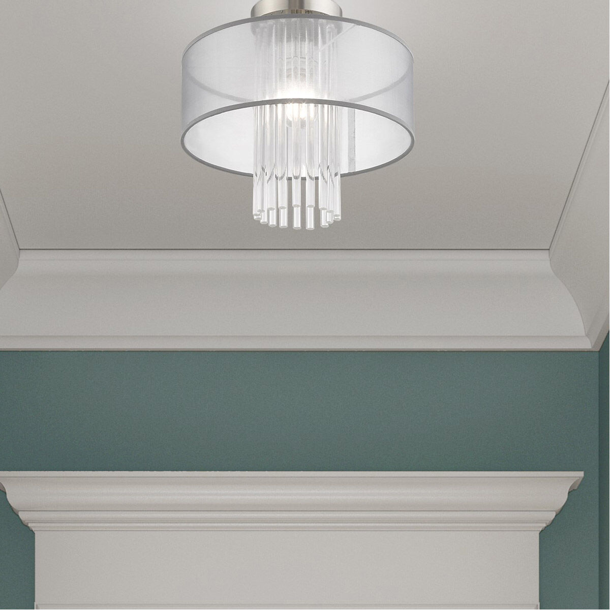 Alexis 1 Light 13 inch Brushed Nickel Semi-Flush Mount Ceiling Light