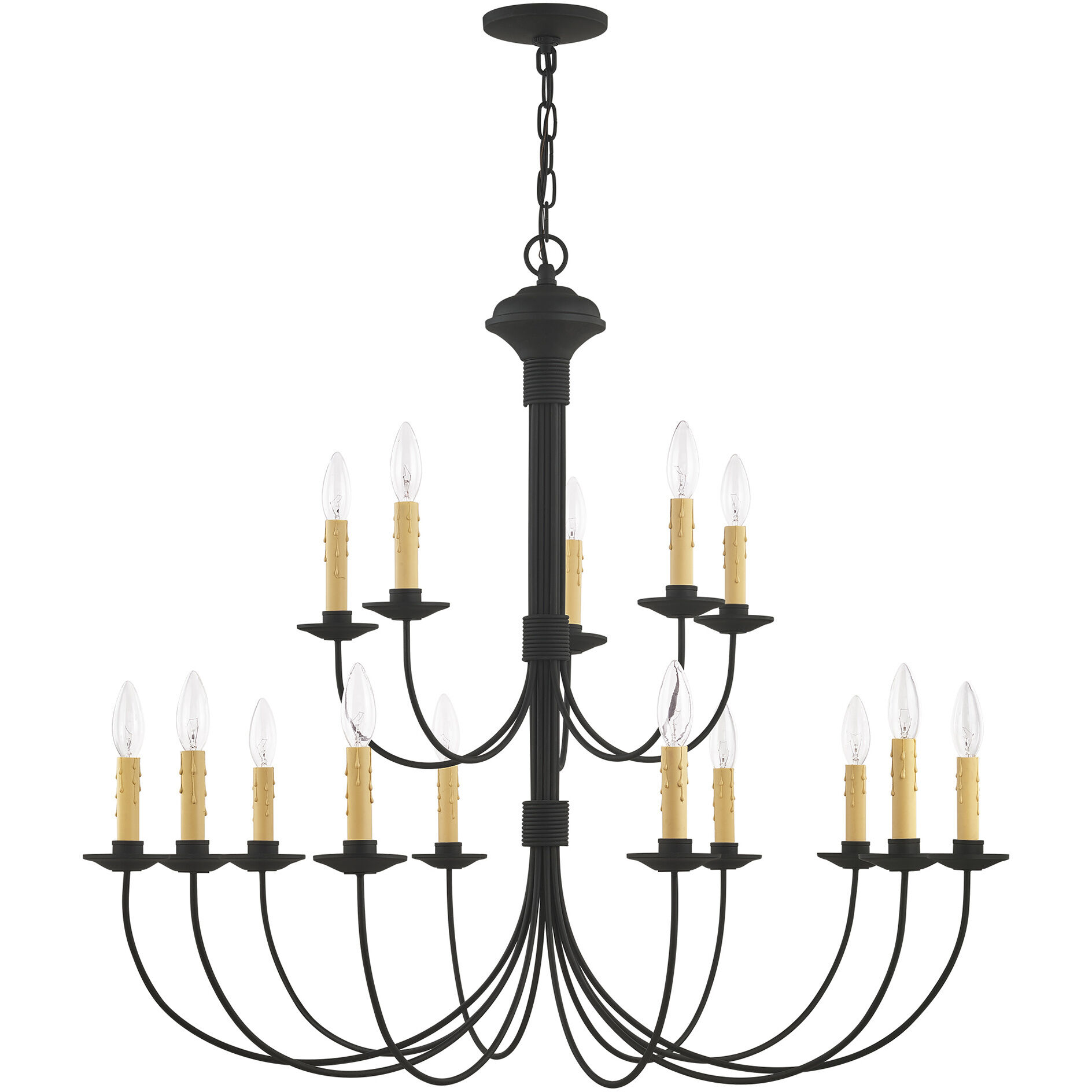 Heritage 15 Light 36 inch Black Chandelier Ceiling Light