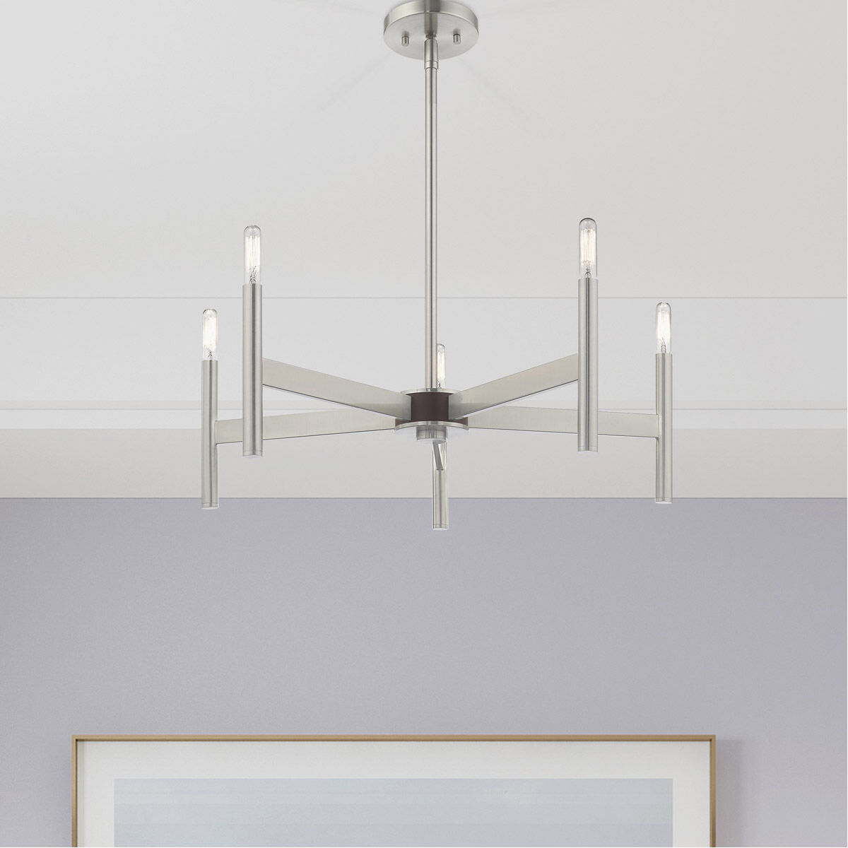 Copenhagen 5 Light 25 inch Brushed Nickel Chandelier Ceiling Light