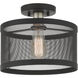 Industro 1 Light 11 inch Black with Brushed Nickel Accents Semi Flush Ceiling Light