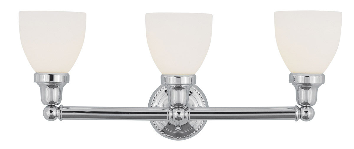 Classic 3 Light 24 inch Polished Chrome Bath Vanity Wall Light