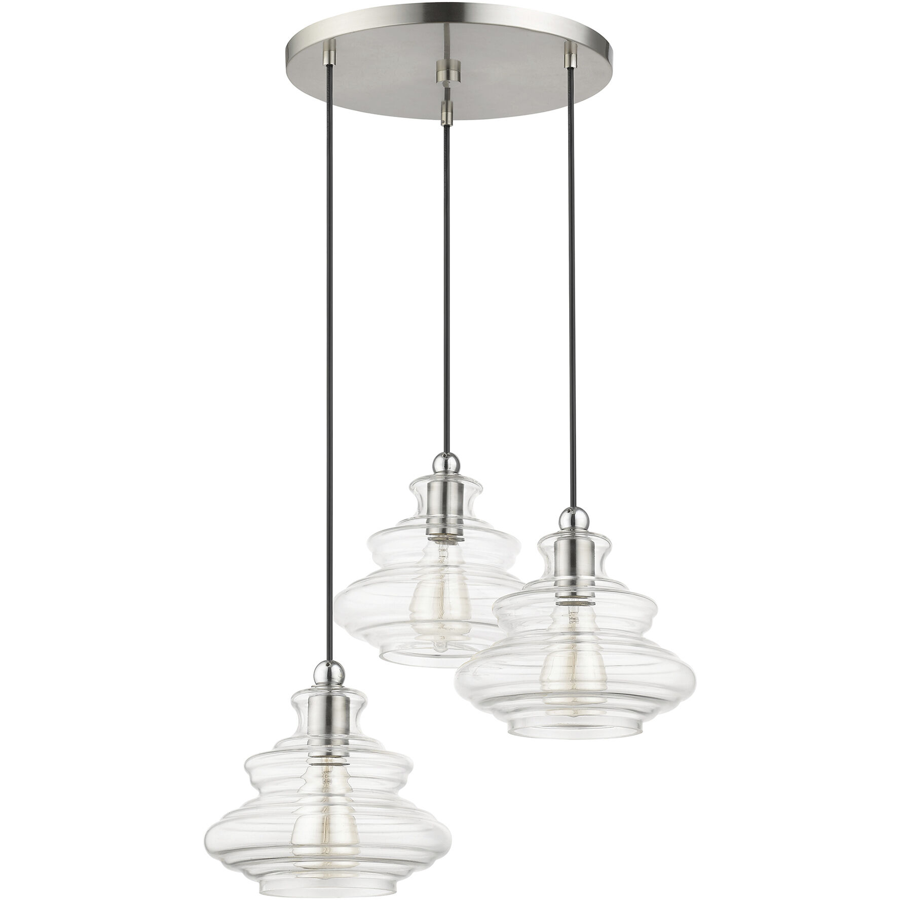Everett 3 Light 20 inch Brushed Nickel with Chrome Finish Accents Pendant Chandelier Ceiling Light