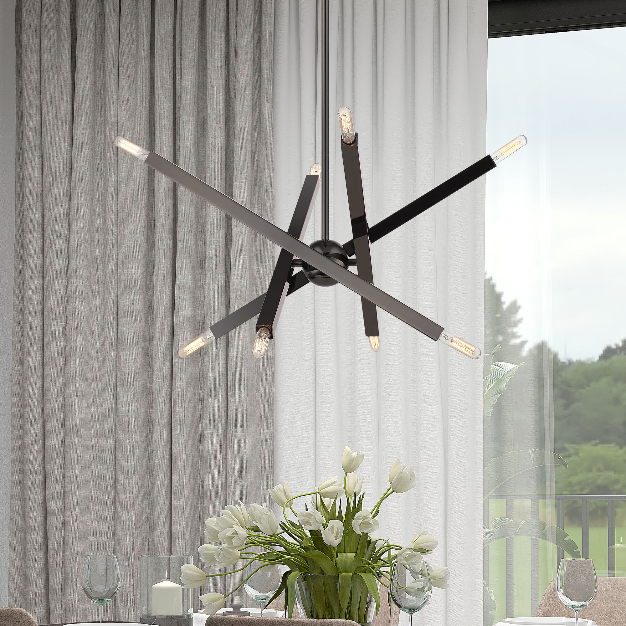 Monaco 8 Light 23 inch Black Chrome Chandelier Ceiling Light