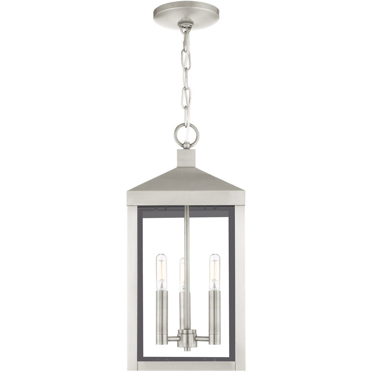 Nyack 3 Light 8.25 inch Brushed Nickel Outdoor Pendant Lantern
