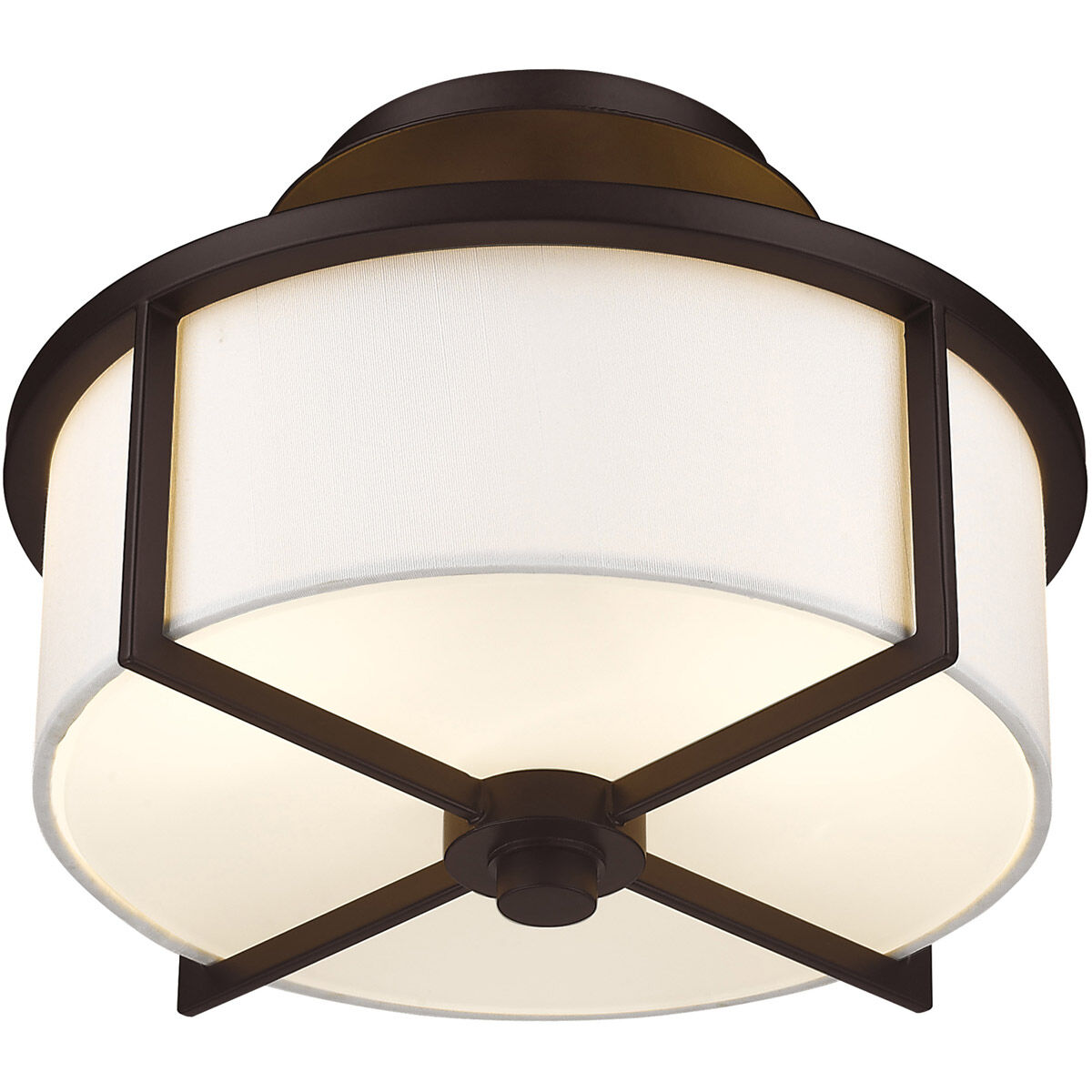 Wesley 2 Light 11 inch Bronze Semi-Flush Mount Ceiling Light