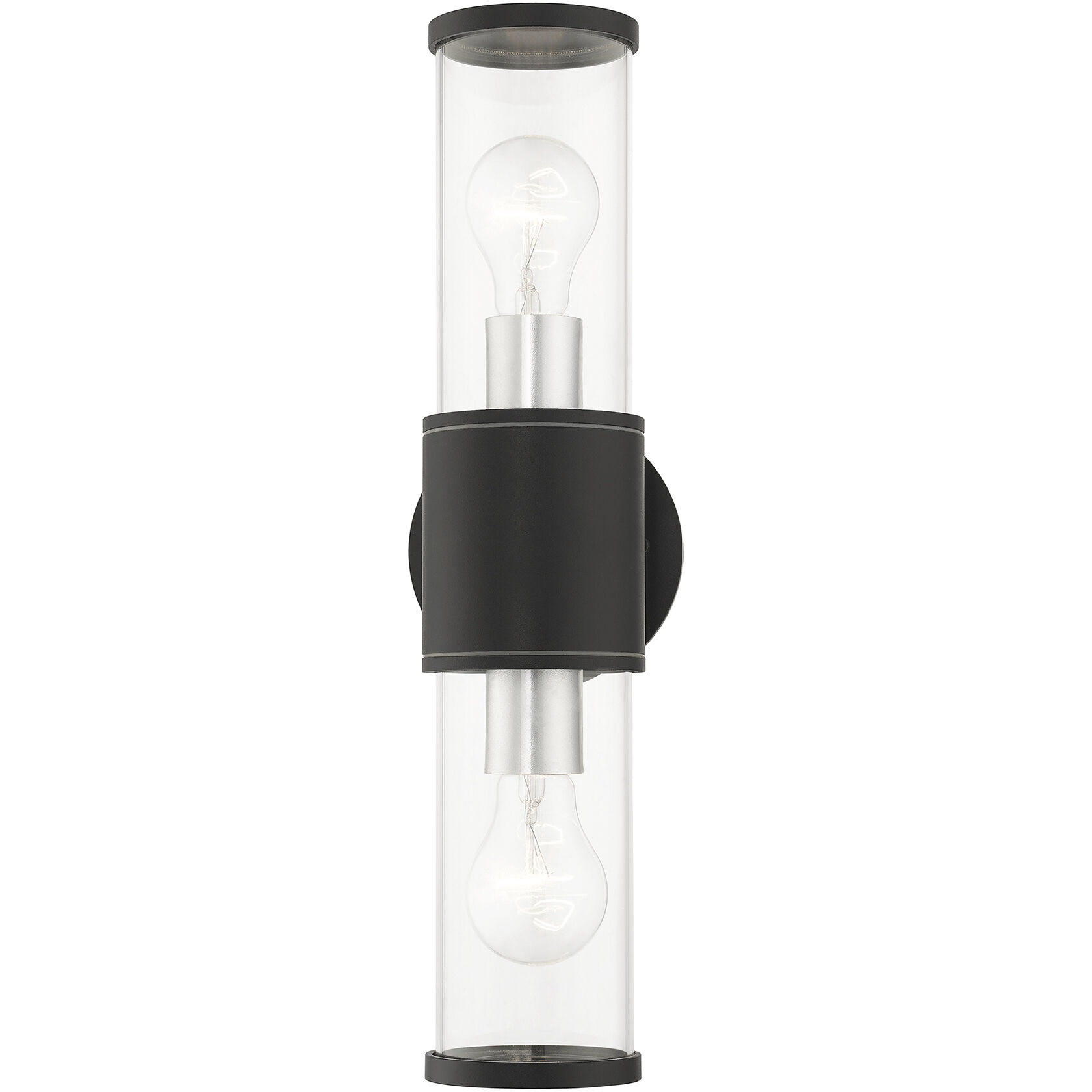 Atlantic 2 Light 17 inch Textured Black with Antique Silver Finish Accents ADA Outdoor Large ADA Wall Lantern Wall Light