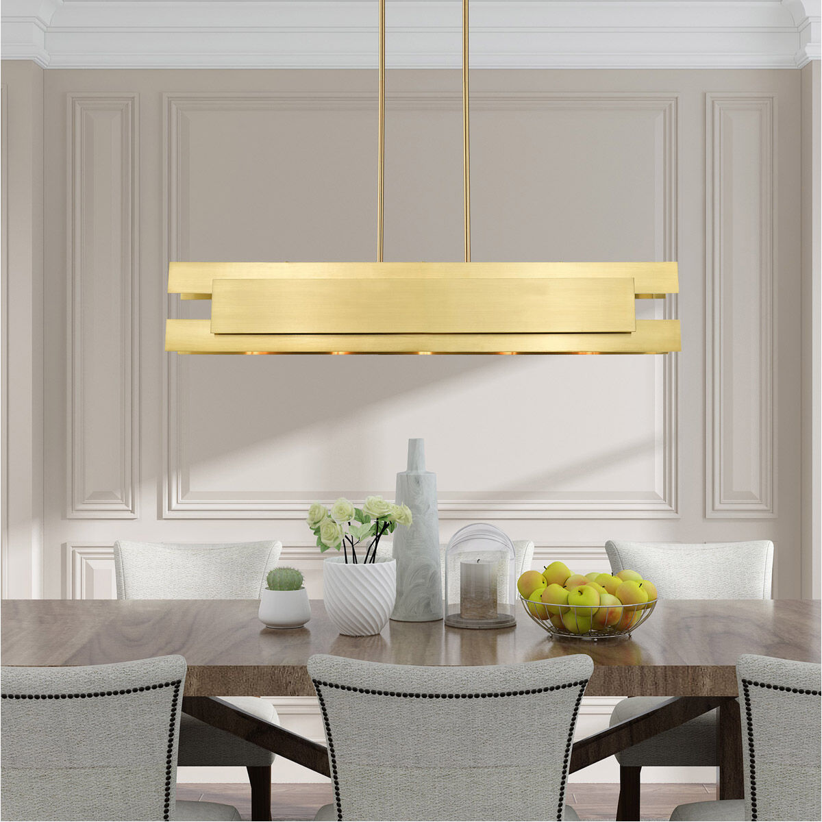Varick 5 Light 46 inch Satin Brass Linear Chandelier Ceiling Light