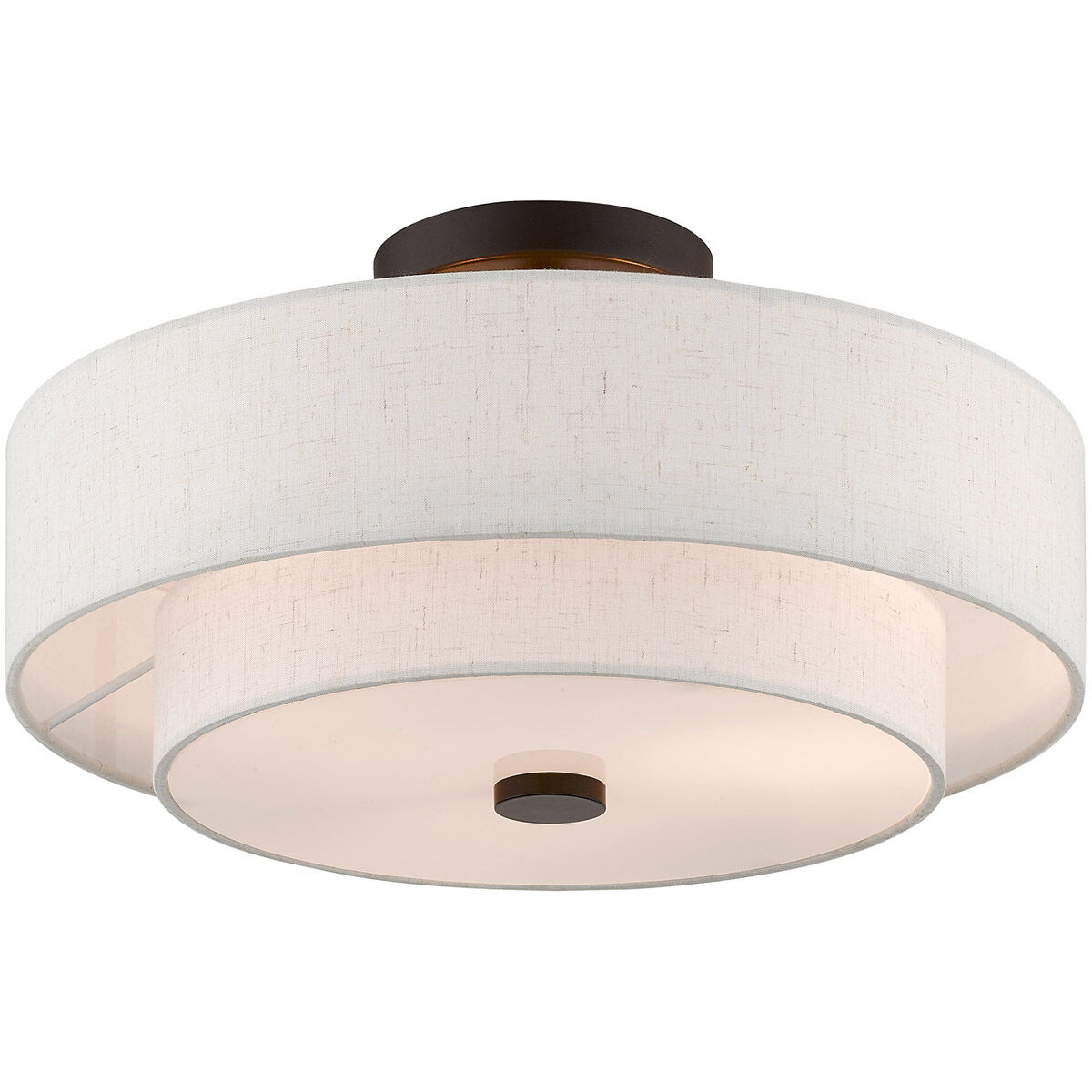 Claremont 3 Light 15 inch English Bronze Semi-Flush Mount Ceiling Light