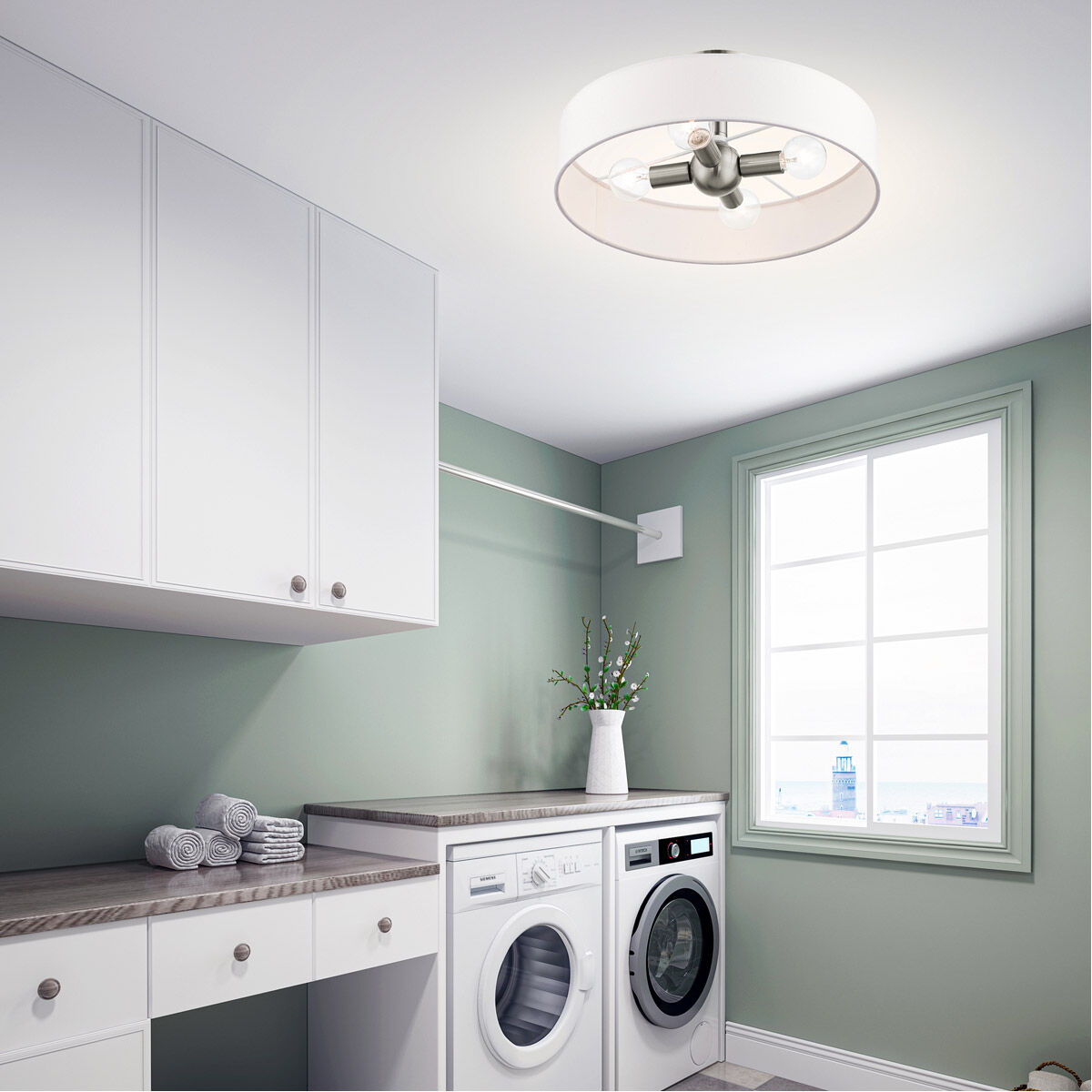 Venlo 4 Light 22 inch Black with Brushed Nickel Accents Semi Flush Ceiling Light