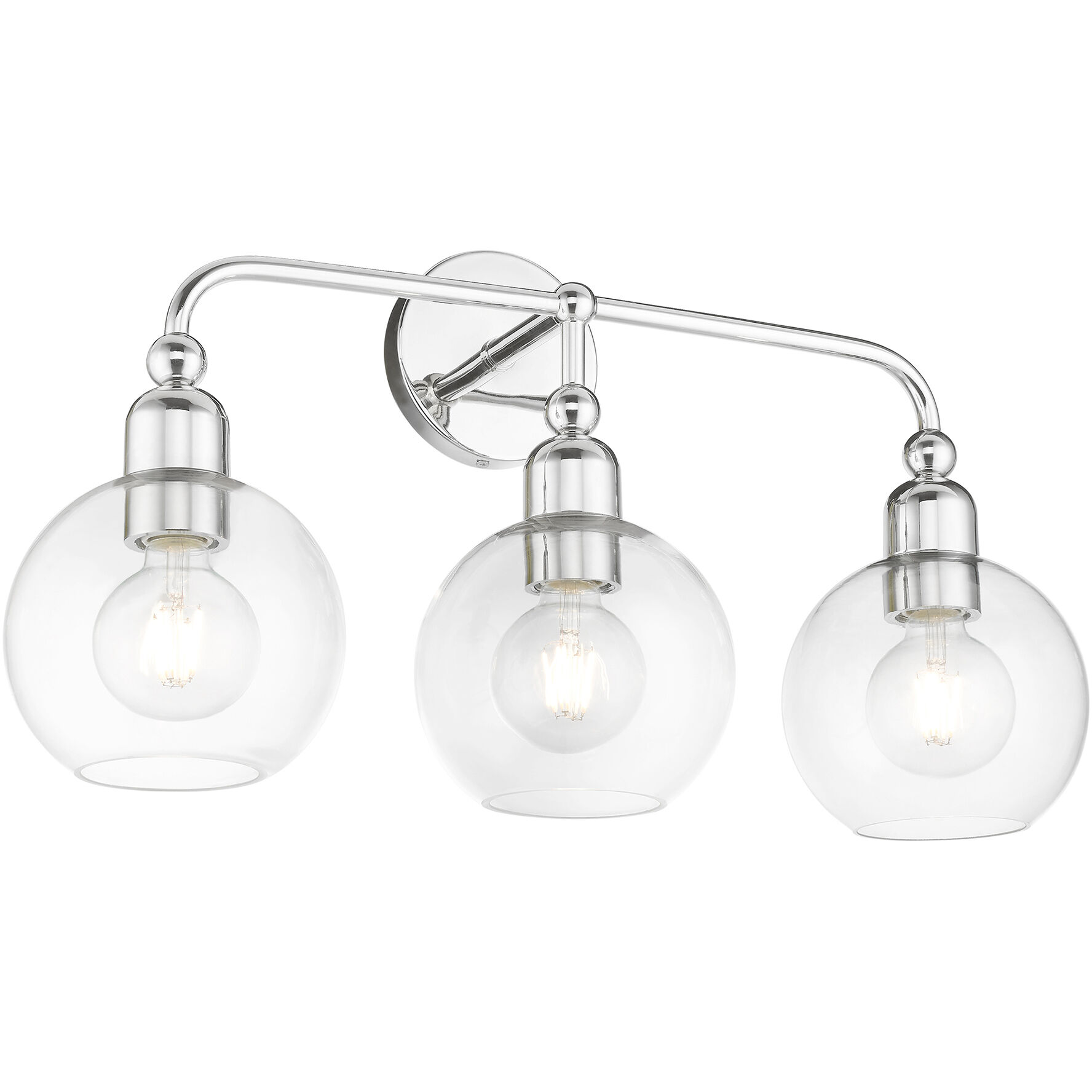 Downtown 3 Light 24 inch Polished Chrome Vanity Sconce Wall Light, Sphere