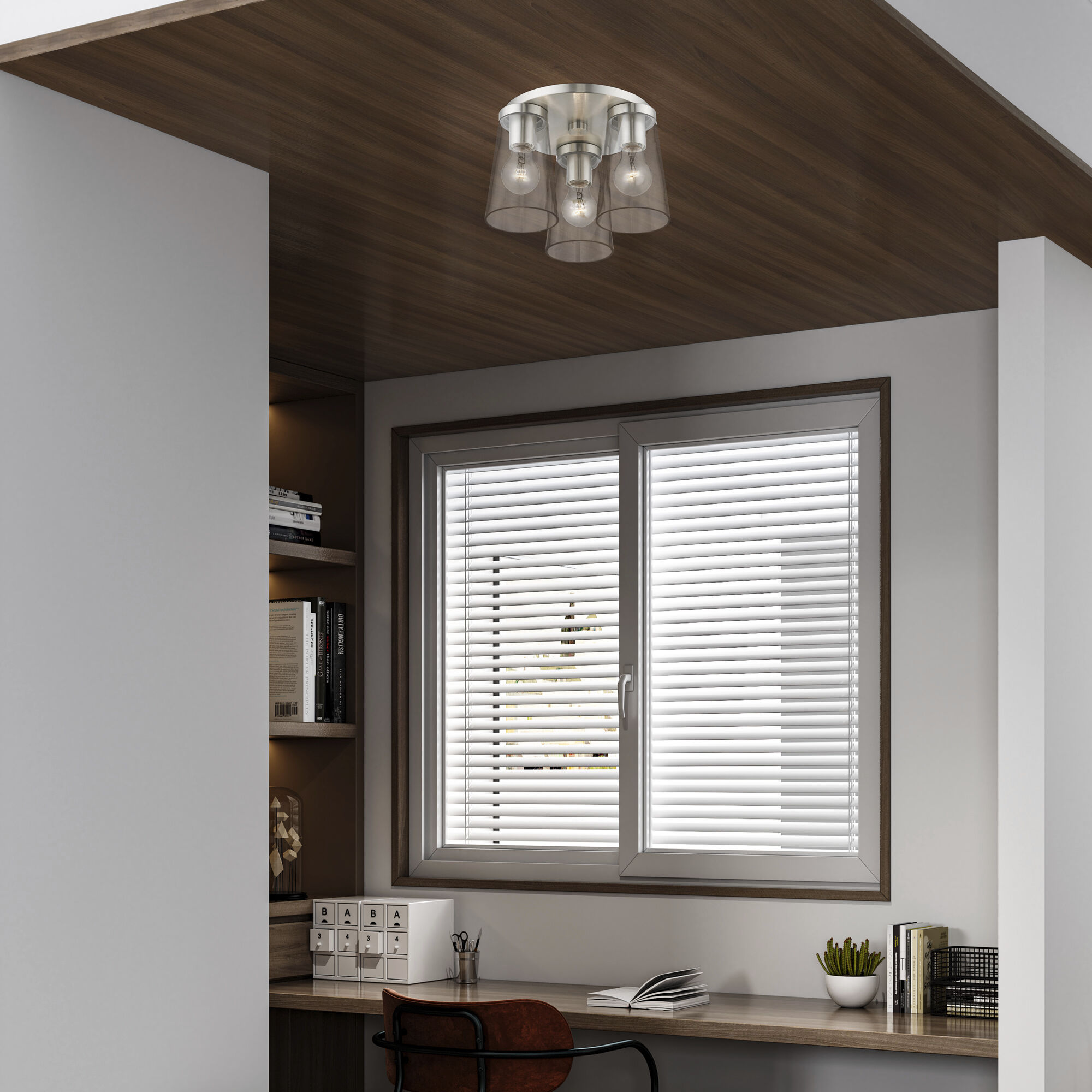 Cityview 3 Light 11 inch Brushed Nickel Flush Mount Ceiling Light, Large