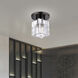 Rotterdam 1 Light 7 inch Black Chrome Crystal Semi-Flush Ceiling Light
