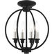Milania 4 Light 13 inch Black with Brushed Nickel Accents Convertible Semi Flush/Chandelier Ceiling Light