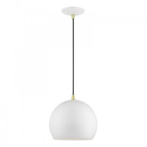 Piedmont 1 Light 10 inch Shiny White with Polished Brass Accents Globe Pendant Ceiling Light