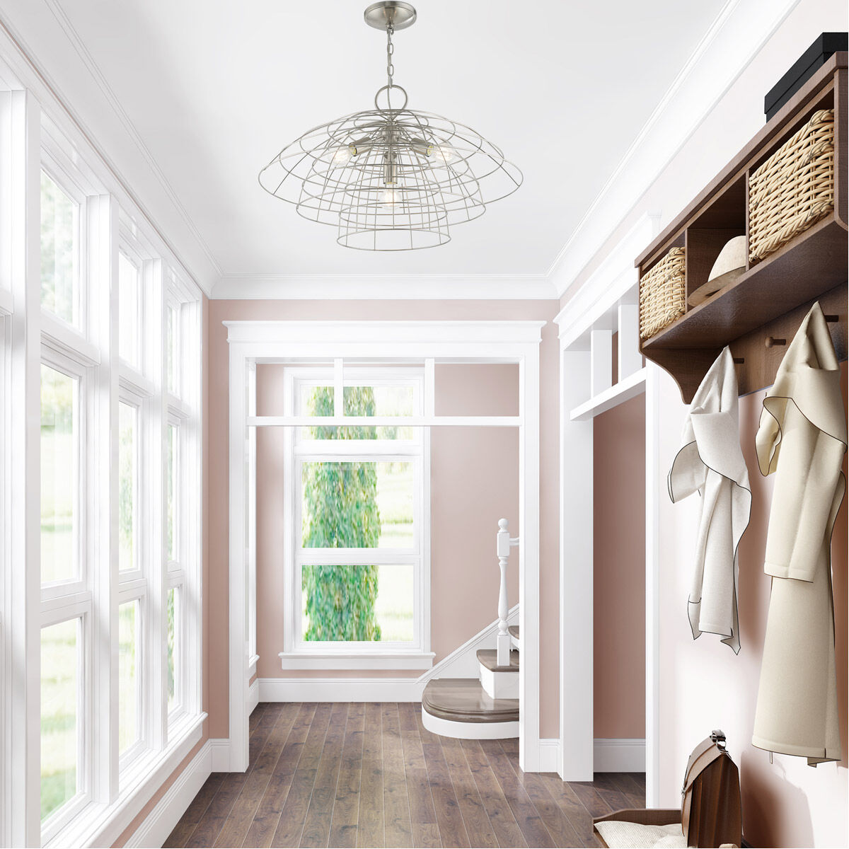 Brooklyn 4 Light 28 inch Brushed Nickel Chandelier Ceiling Light