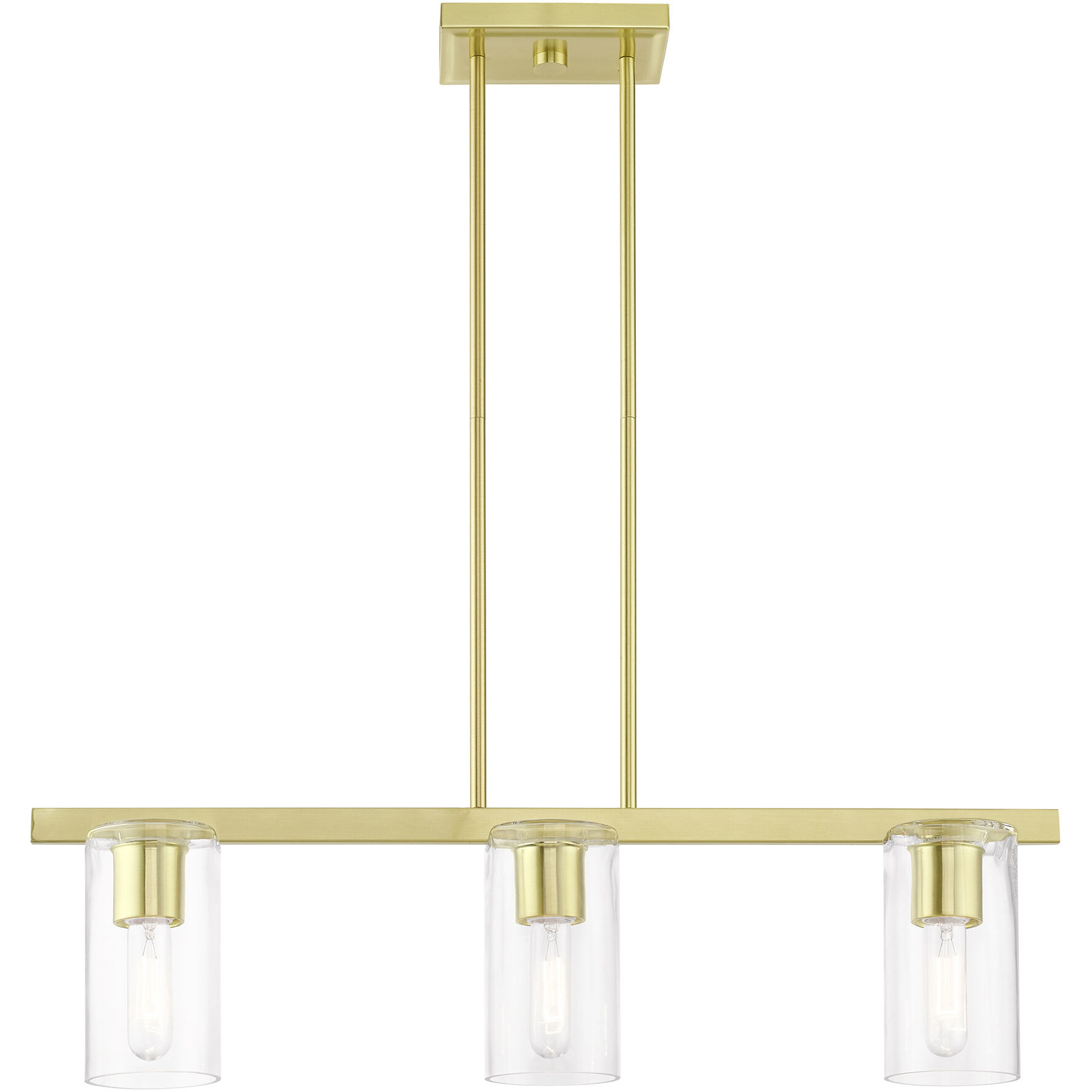 Clarion 3 Light 30 inch Satin Brass Linear Chandelier Ceiling Light