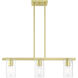 Clarion 3 Light 30 inch Satin Brass Linear Chandelier Ceiling Light