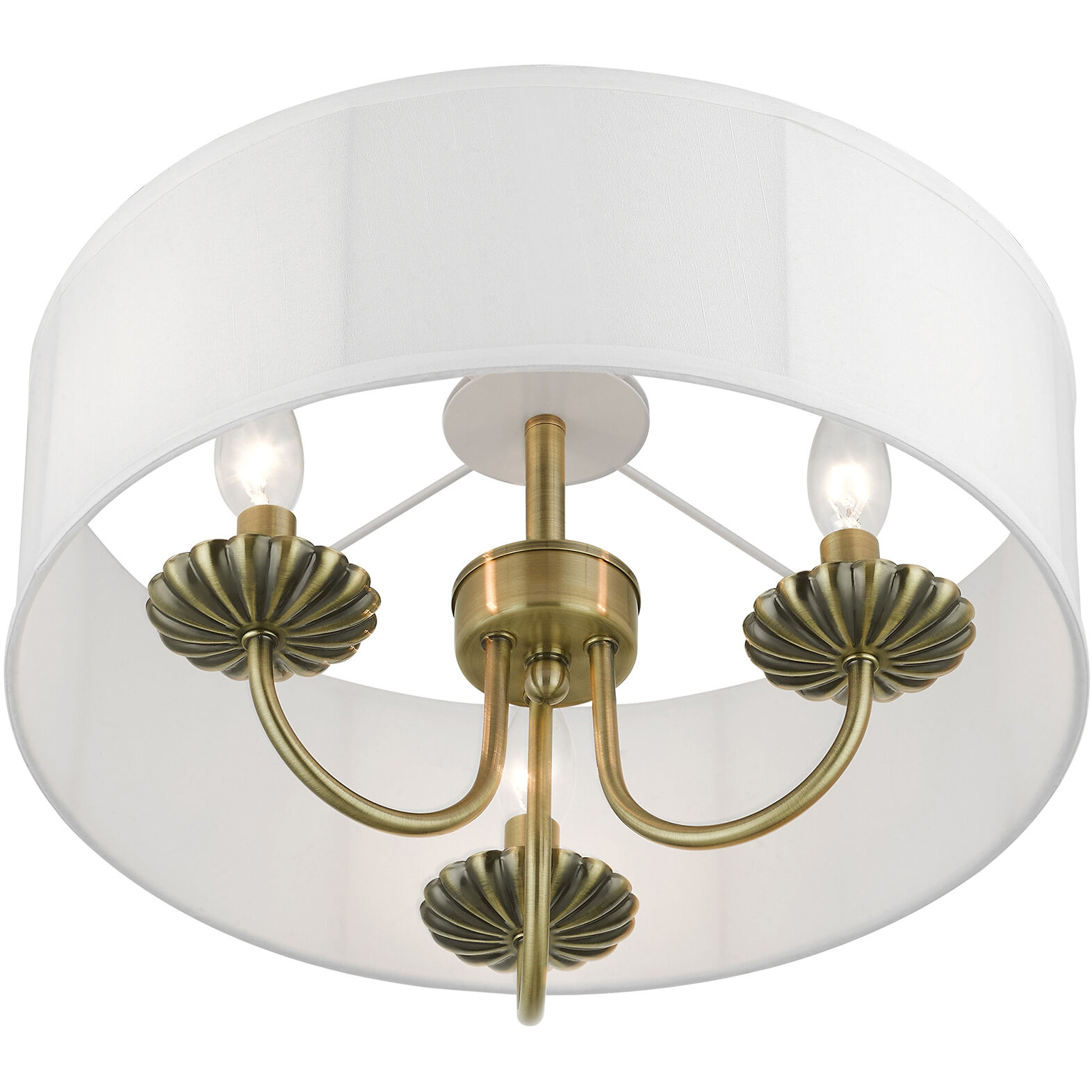 Brookdale 3 Light 16 inch Antique Brass Semi-Flush Mount Ceiling Light