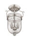 Jefferson 3 Light 10 inch Brushed Nickel Semi-Flush Mount Ceiling Light