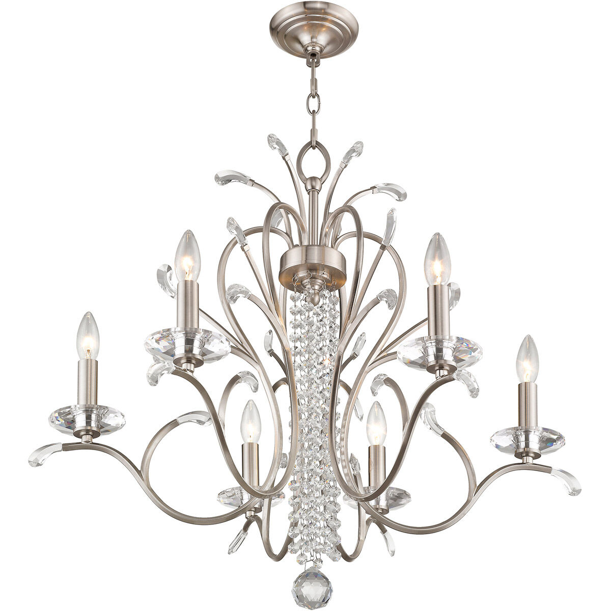Serafina 6 Light 28 inch Brushed Nickel Chandelier Ceiling Light