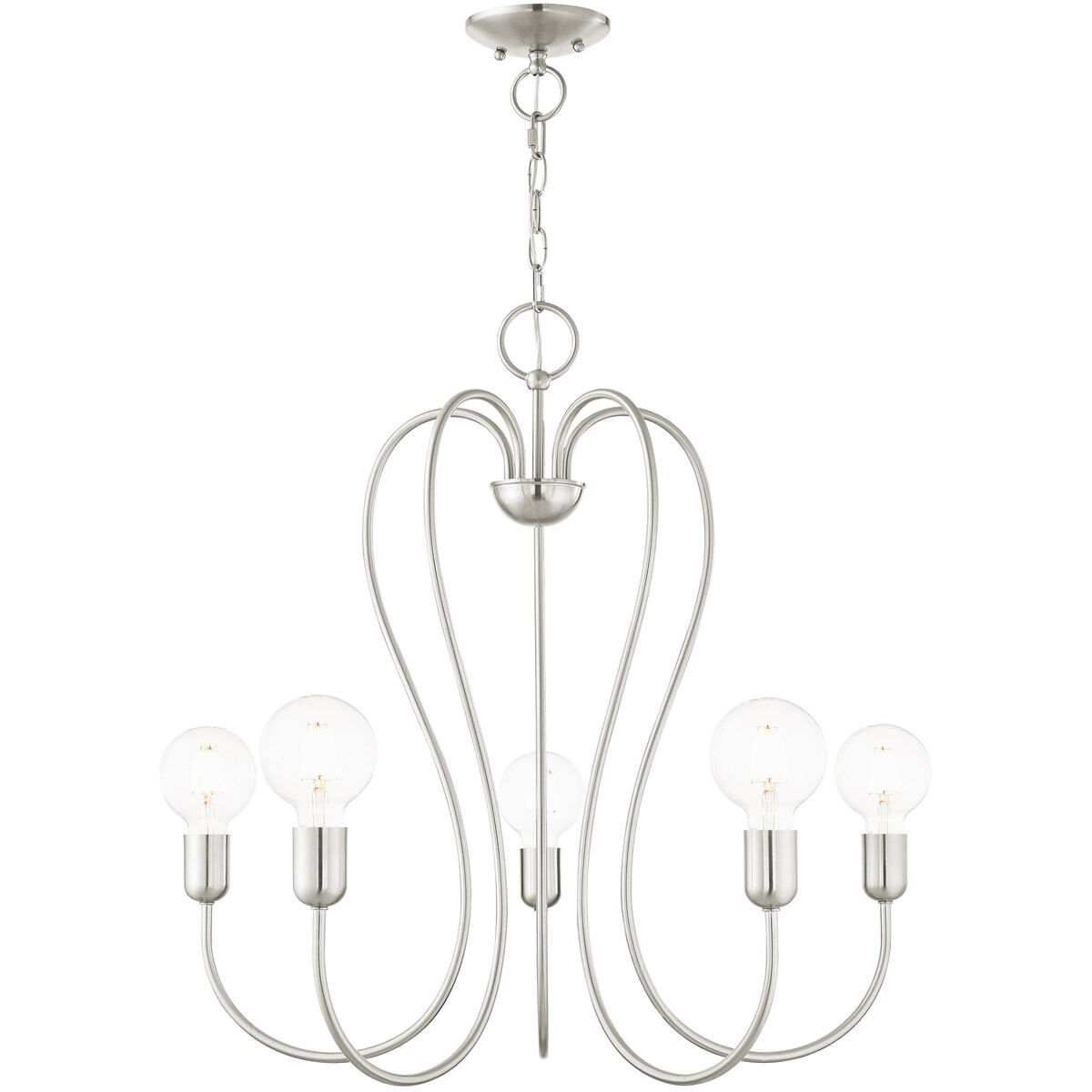 Lucerne 5 Light 24 inch Brushed Nickel Chandelier Ceiling Light
