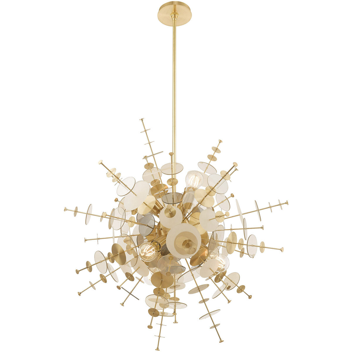 Circulo 6 Light 30 inch Satin Brass Pendant Chandelier Ceiling Light