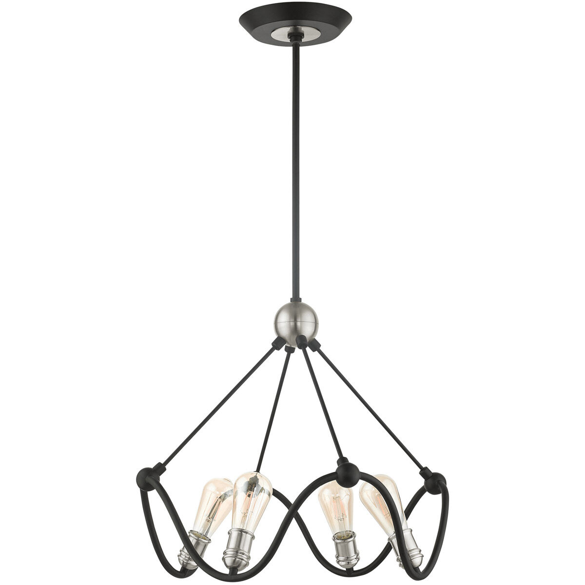 Archer 4 Light 22 inch Textured Black with Brushed Nickel Accents Chandelier Ceiling Light