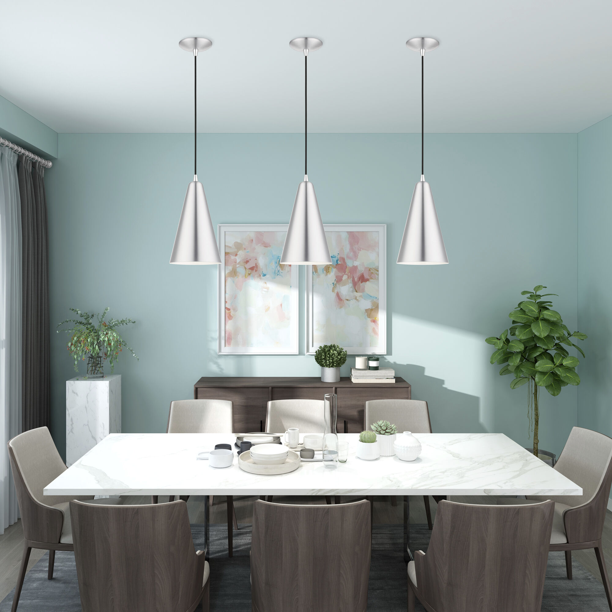 Dulce 1 Light 7 inch Brushed Aluminum with Polished Chrome Accents Mini Pendant Ceiling Light