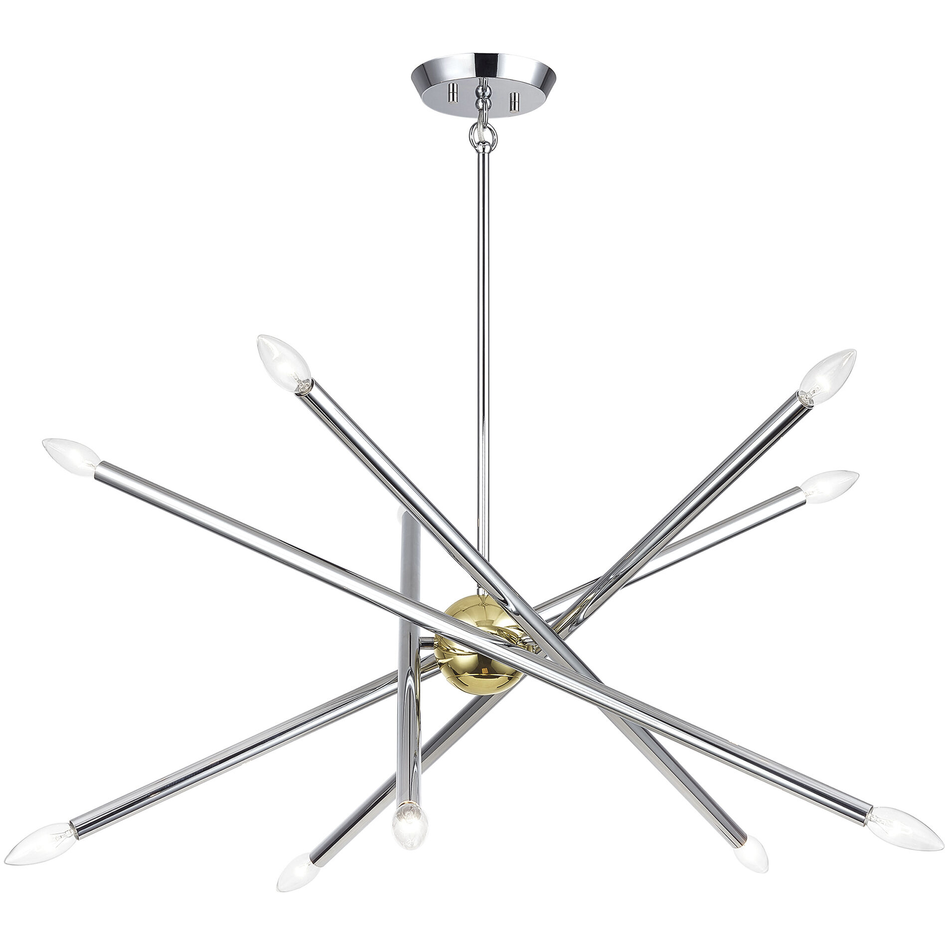 Soho 10 Light 28 inch Polished Chrome with Polished Brass Accents Chandelier Ceiling Light