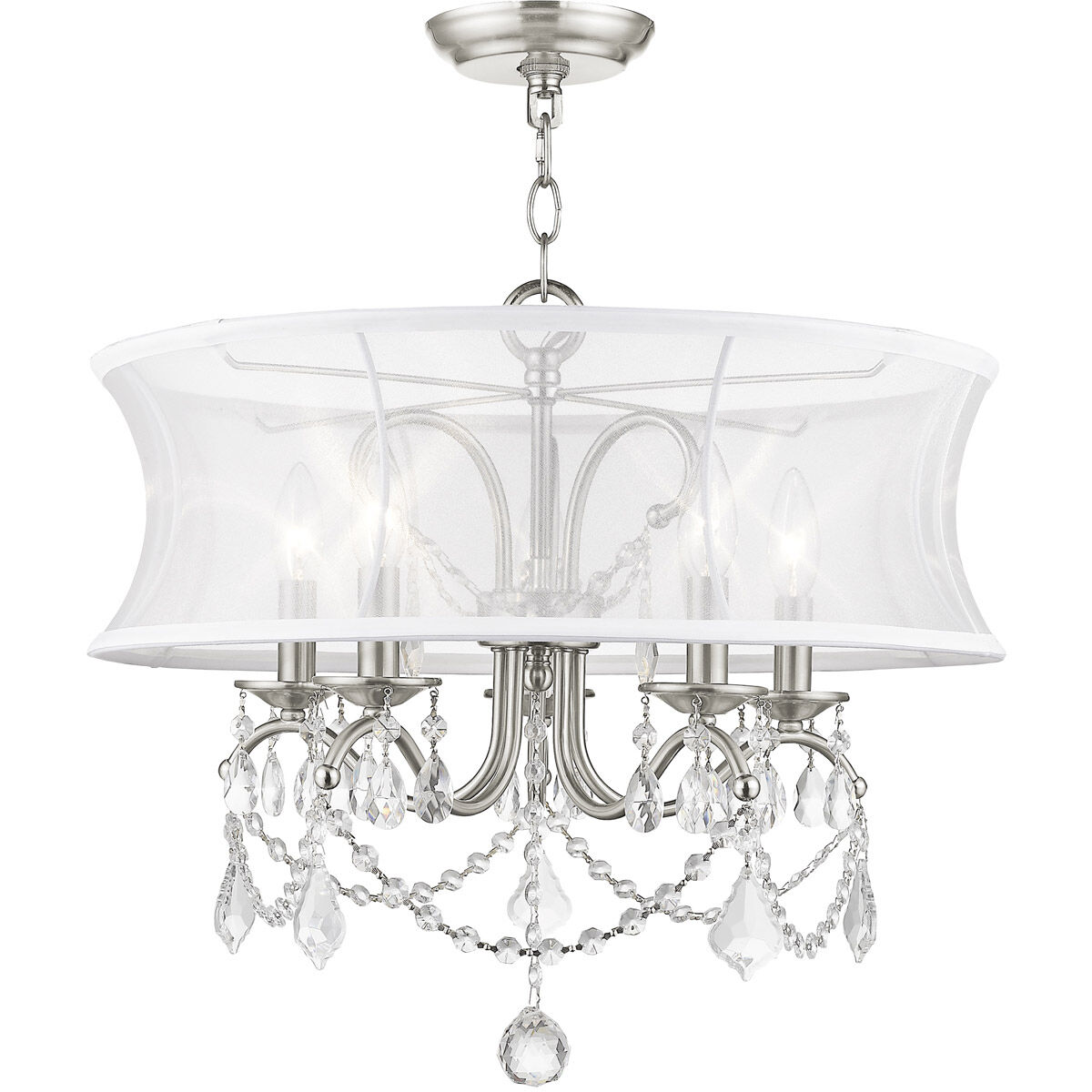 Newcastle 5 Light 20 inch Brushed Nickel Chandelier Ceiling Light