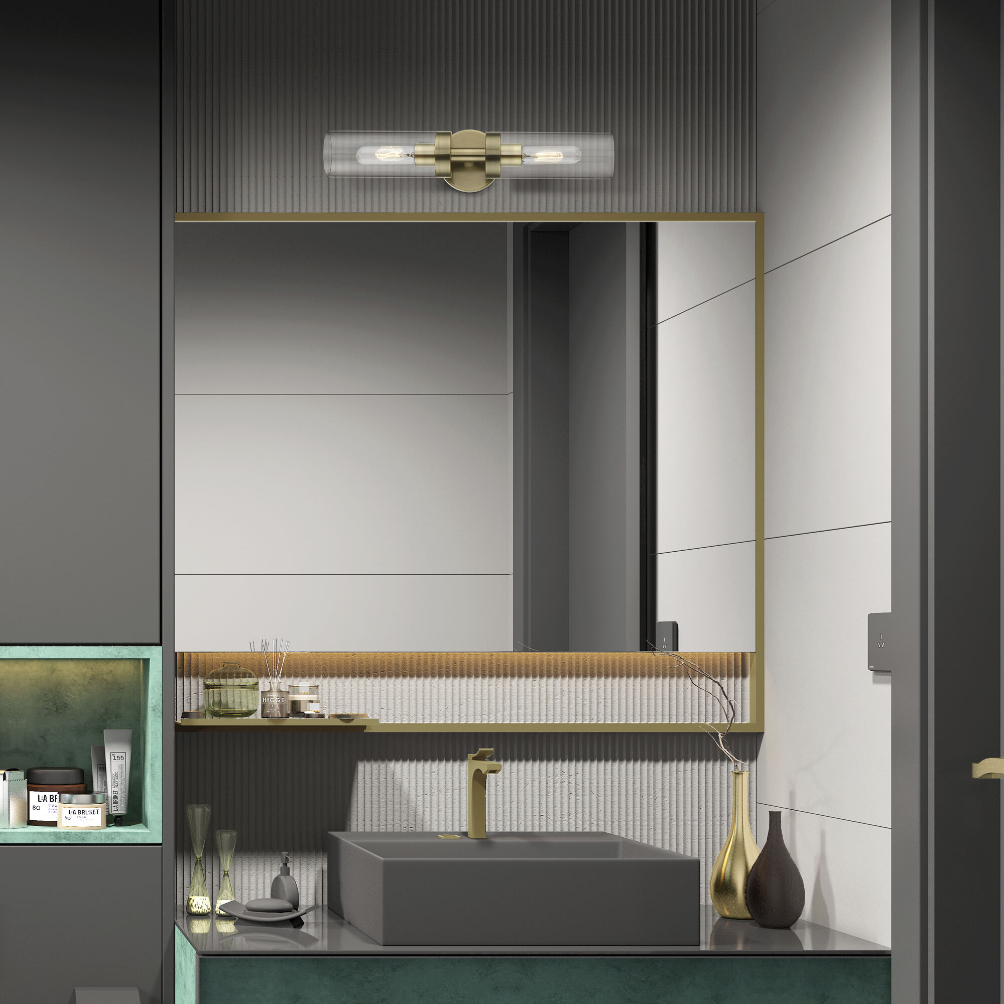 Ludlow 2 Light 4.25 inch Antique Brass Vanity Sconce Wall Light