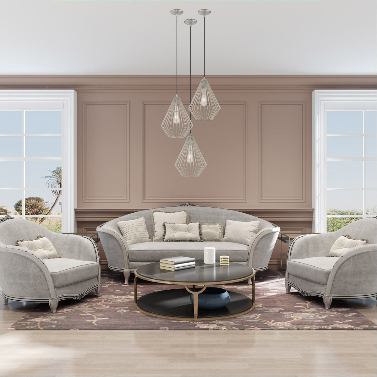 Geometric 1 Light 12 inch Brushed Nickel Mini Pendant Ceiling Light