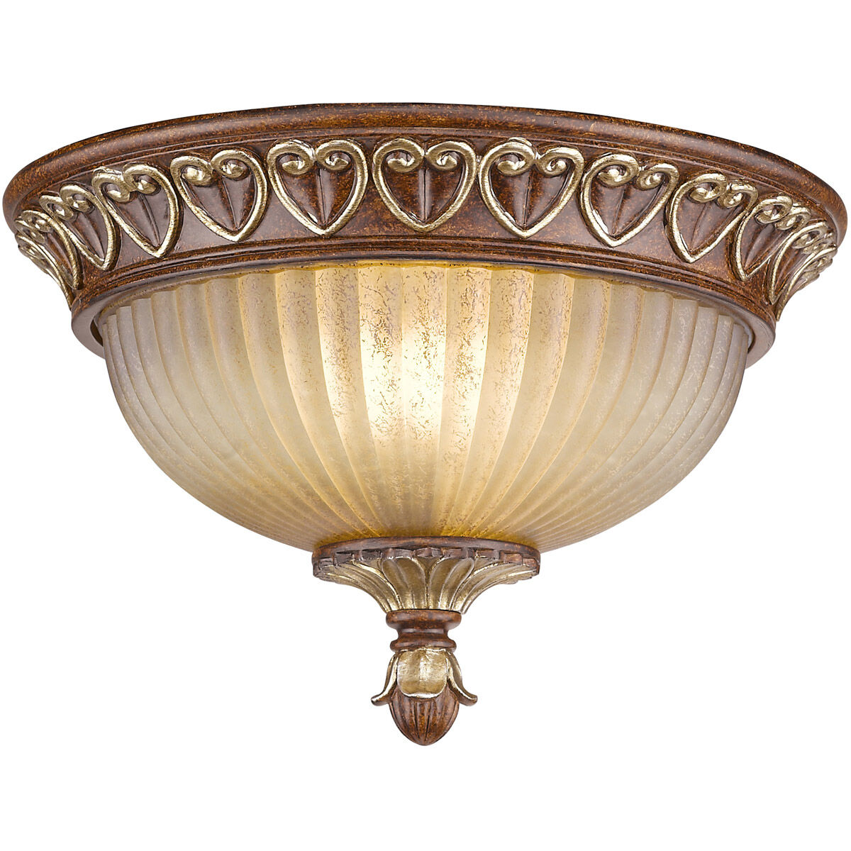 Villa Verona 2 Light 11 inch Verona Bronze with Aged Gold Leaf Accents Flush Mount Ceiling Light