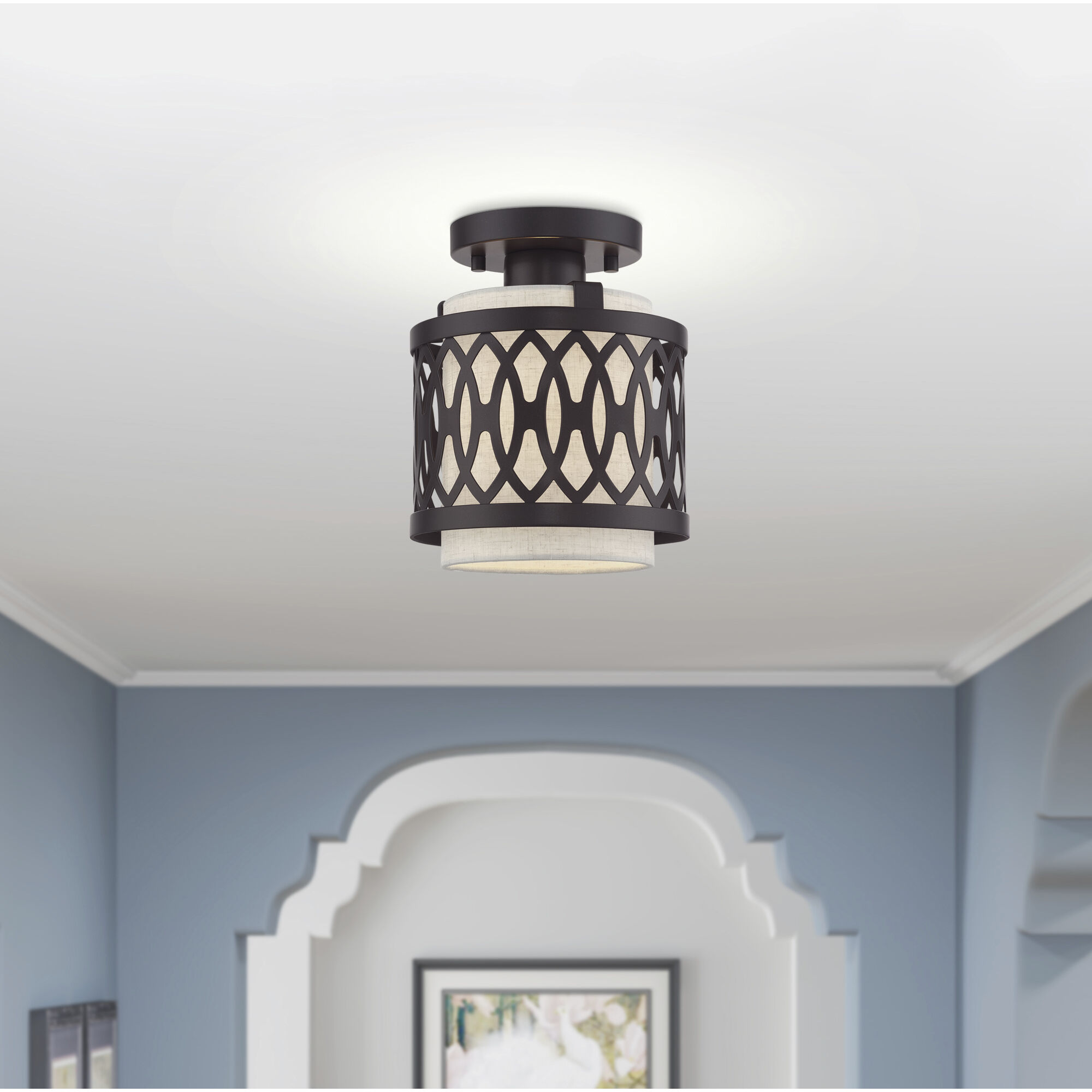 Vistaview 1 Light 7.25 inch English Bronze Semi-Flush Ceiling Light