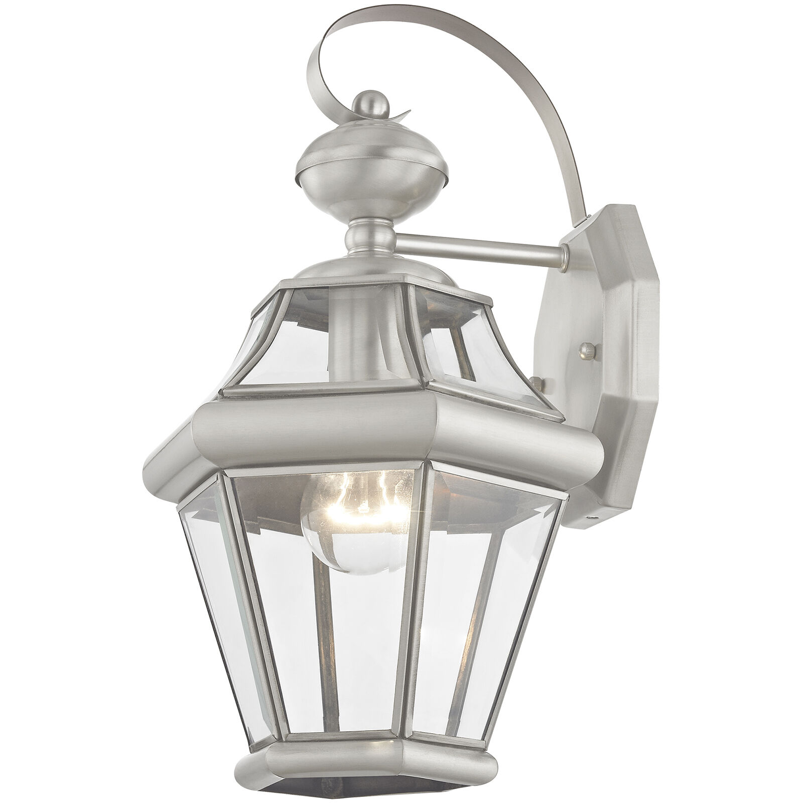 Georgetown 1 Light 15 inch Brushed Nickel Outdoor Wall Lantern