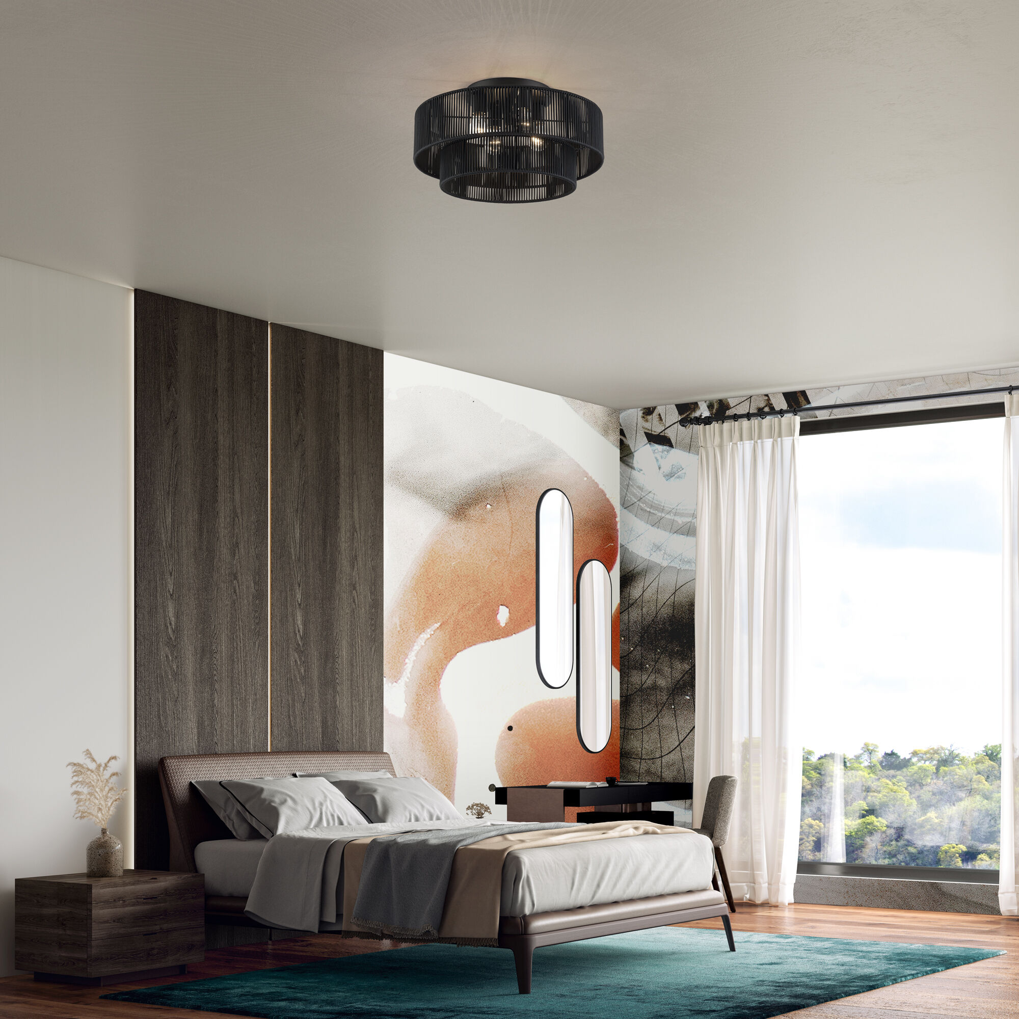 Acordia 4 Light 21 inch Black Semi Flush Mount Ceiling Light, Extra Large
