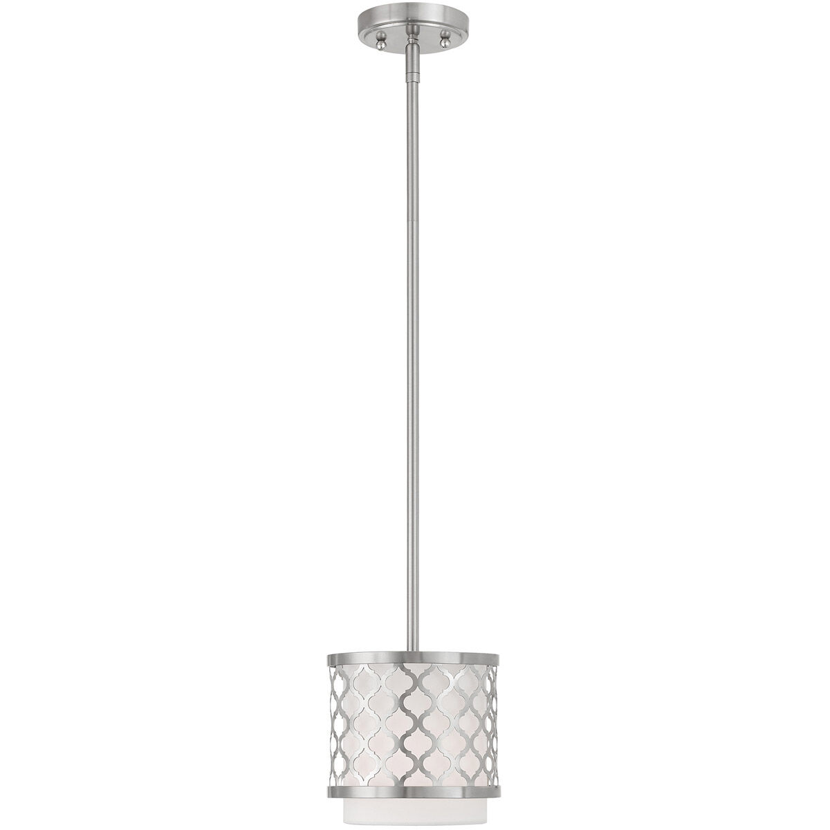 Arabesque 1 Light 7 inch Brushed Nickel Mini Pendant Ceiling Light
