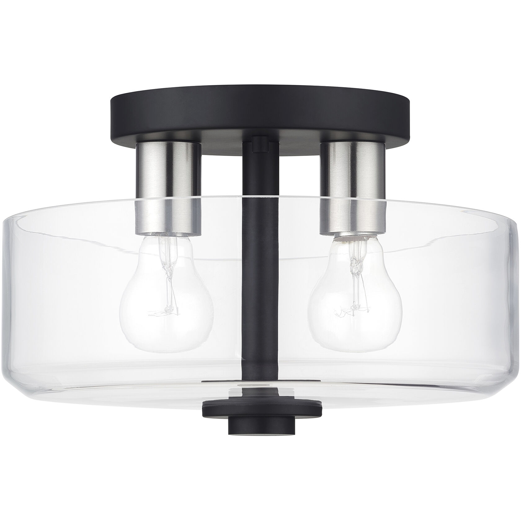 Whitworth 2 Light 12.25 inch Black with Brushed Nickel Accents Semi-Flush Ceiling Light