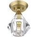 Brussels 1 Light 7 inch Natural Brass Crystal Semi-Flush Ceiling Light