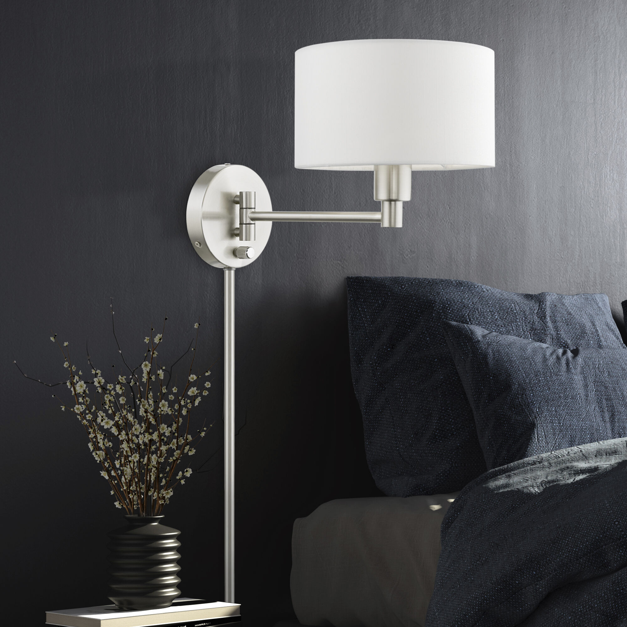 Allison 15 inch 60.00 watt Brushed Nickel Swing Arm Wall Lamp Wall Light