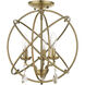 Aria 3 Light 16 inch Antique Brass Convertible Chandelier / Semi Flush Ceiling Light